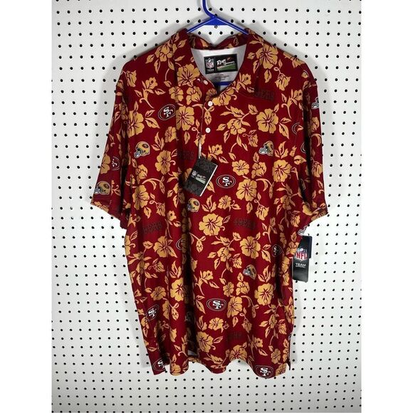 NFL Team Apparel Reyn Spooner San Francisco 49’s Hawaiian print polo shirt size